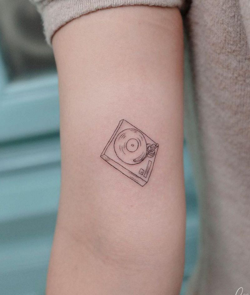 30 Creative Record Player Tattoos You Must Love