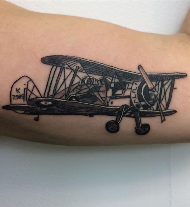 30 Pretty Biplane Tattoos You Can Copy