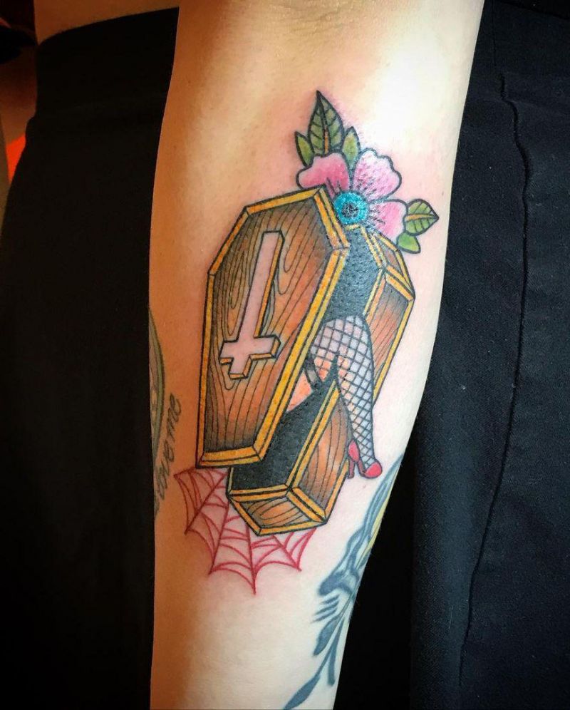 30 Pretty Coffin Tattoos to Inspire You