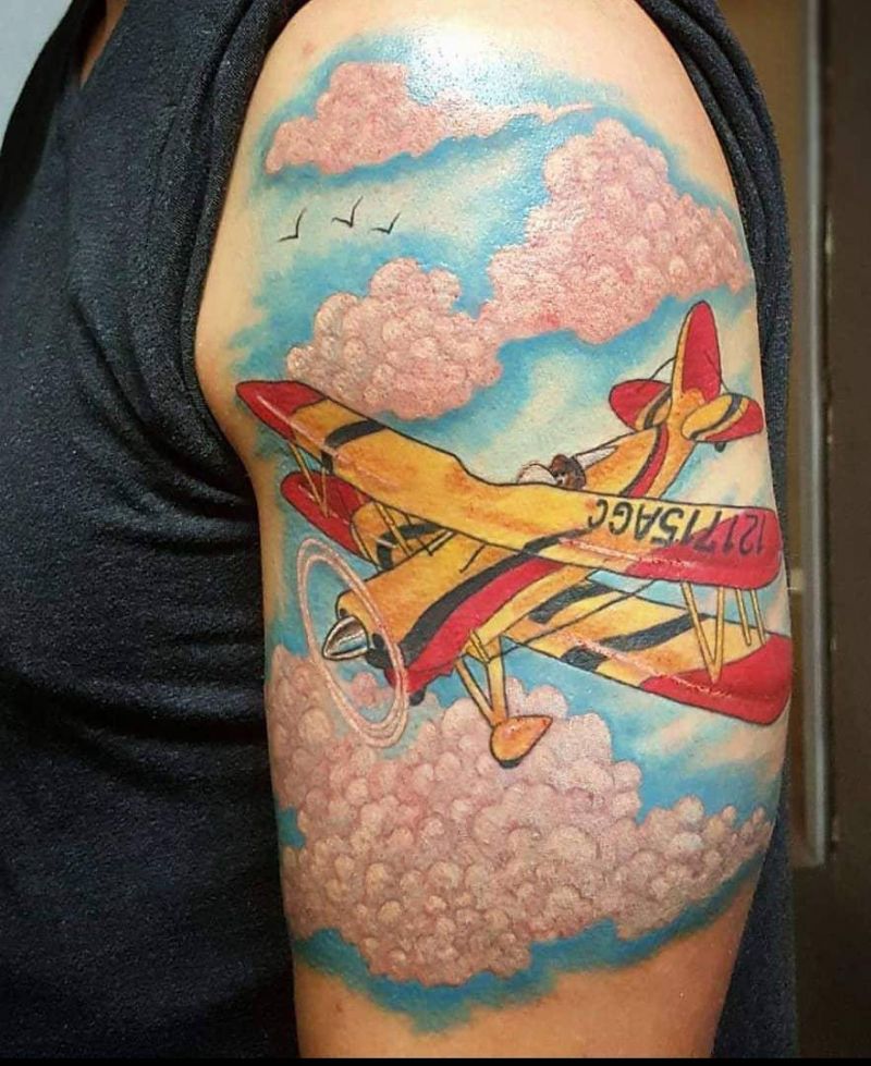 30 Pretty Biplane Tattoos You Can Copy