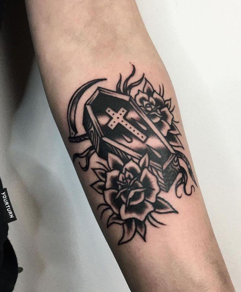 30 Pretty Coffin Tattoos to Inspire You