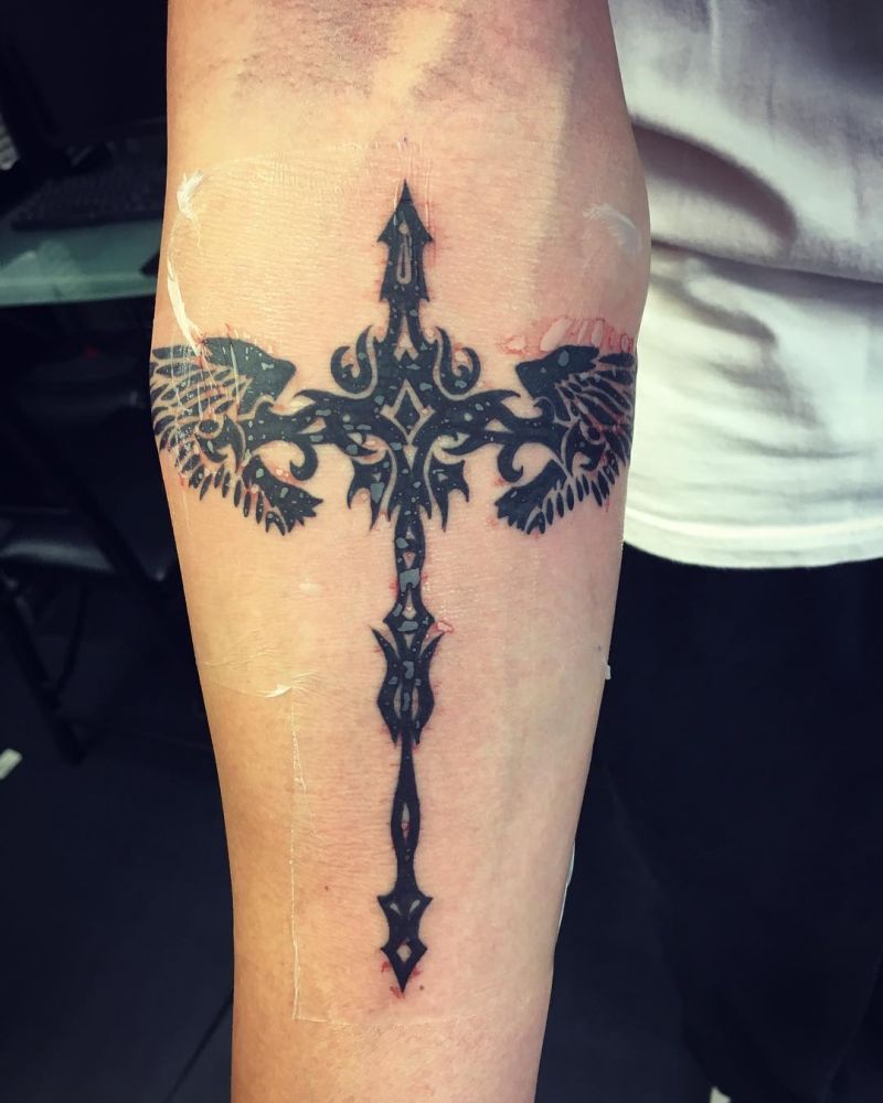 30 Pretty Cross with Wings Tattoos Make You Attractive