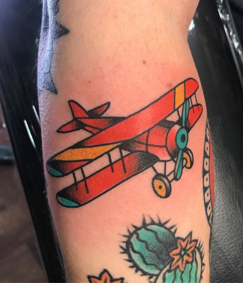 30 Pretty Biplane Tattoos You Can Copy