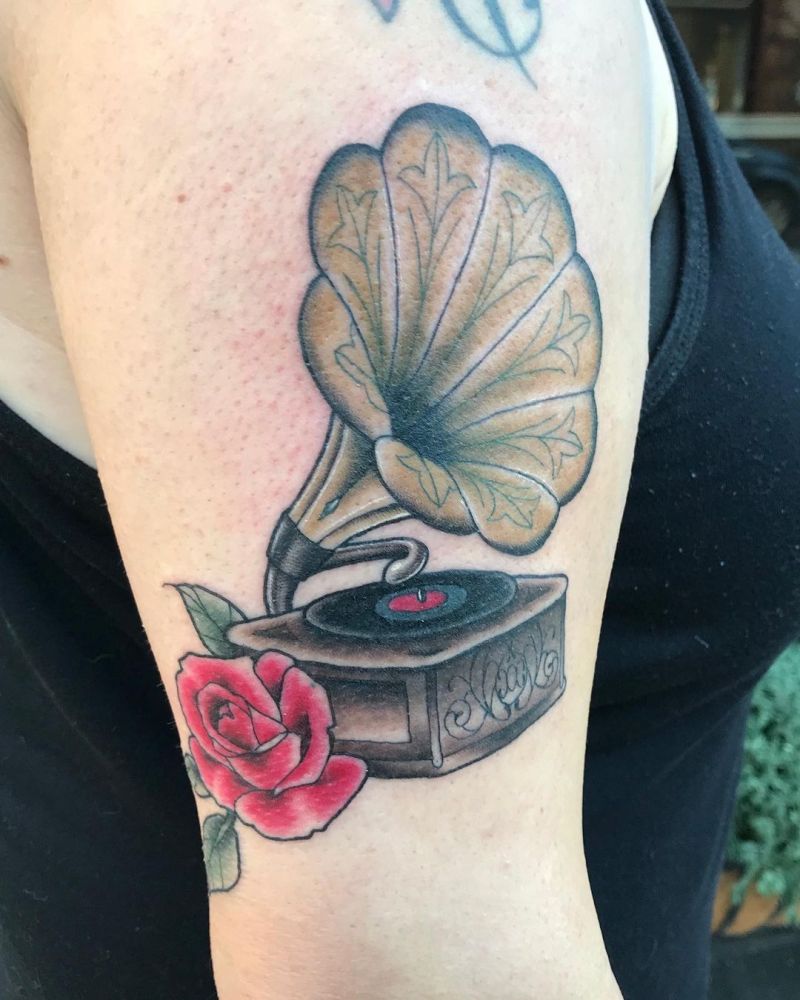 30 Creative Record Player Tattoos You Must Love