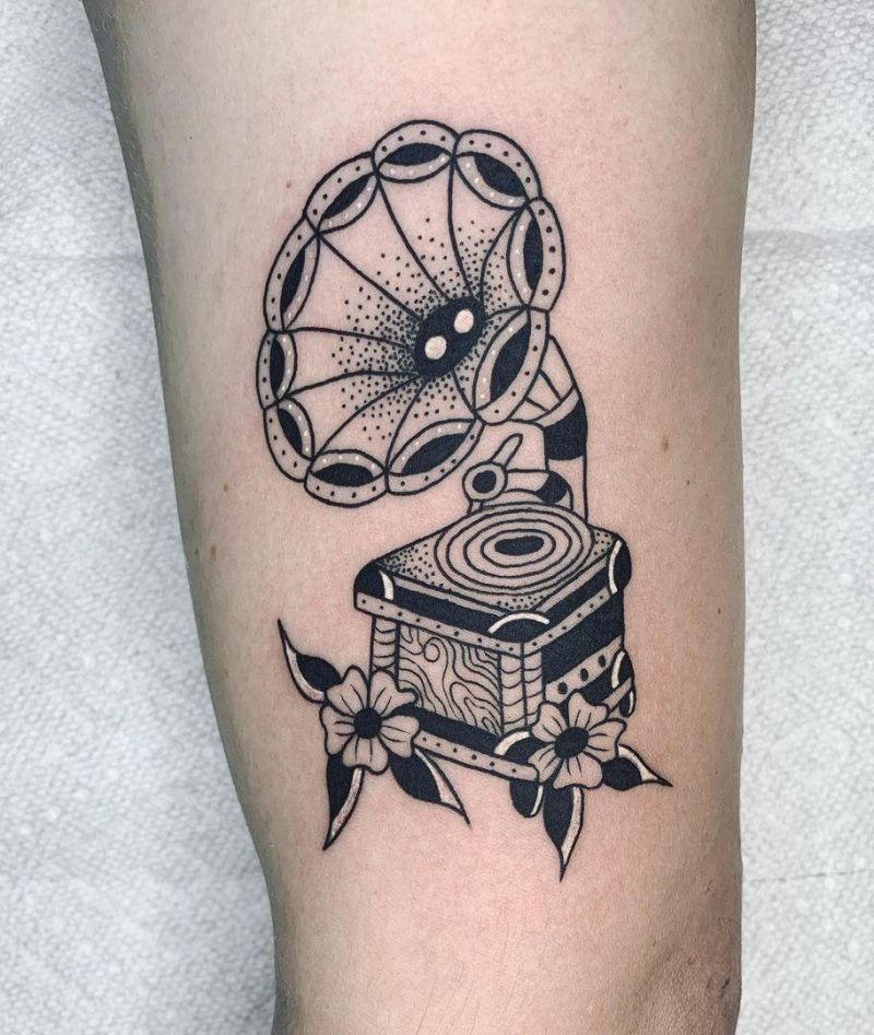 30 Creative Record Player Tattoos You Must Love