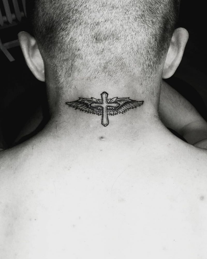 30 Pretty Cross with Wings Tattoos Make You Attractive