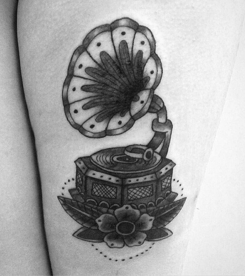 30 Creative Record Player Tattoos You Must Love