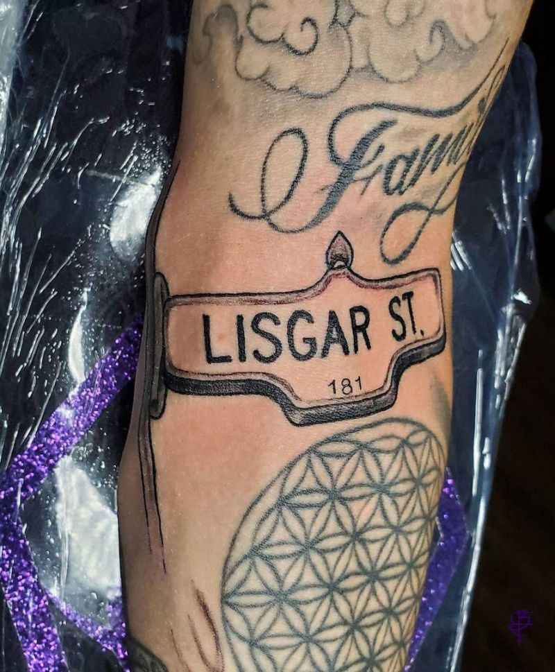 24 Pretty Street Sign Tattoos to Inspire You