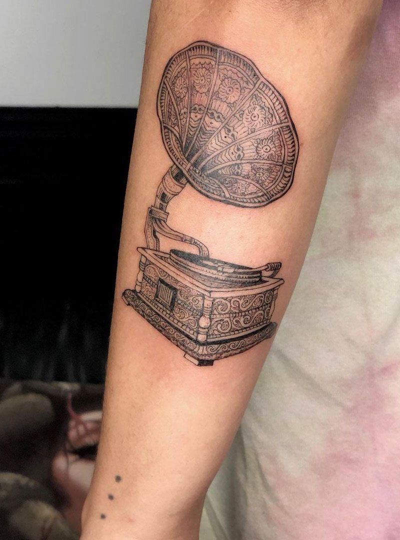 30 Creative Record Player Tattoos You Must Love