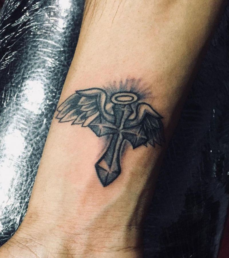 30 Pretty Cross with Wings Tattoos Make You Attractive