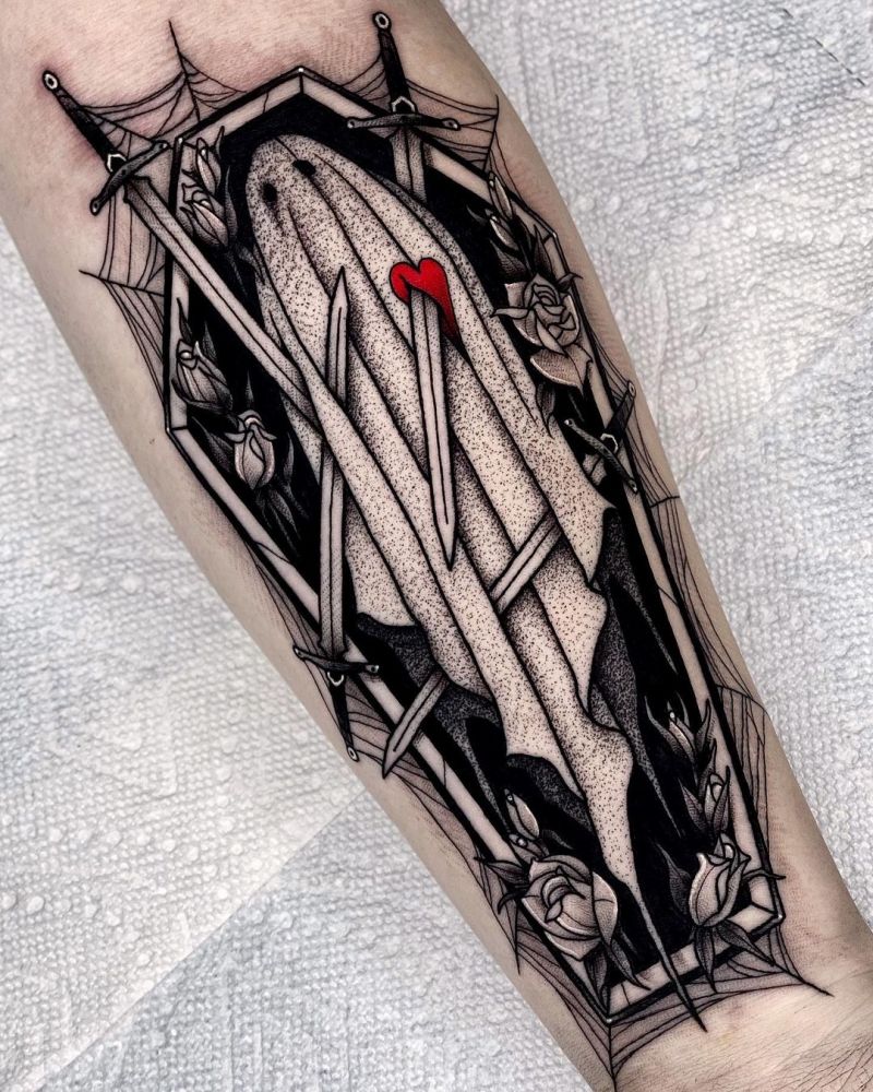 30 Pretty Coffin Tattoos to Inspire You