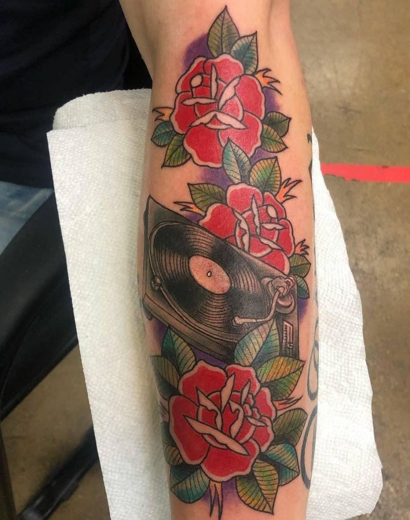 30 Creative Record Player Tattoos You Must Love