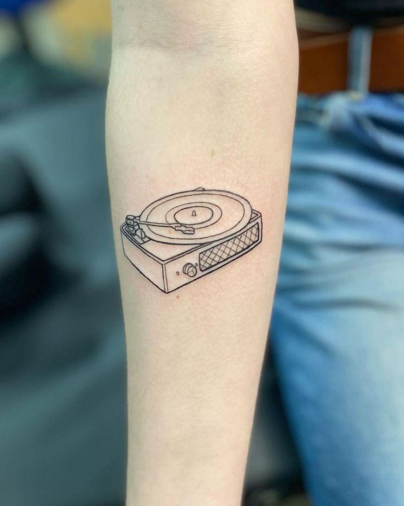 30 Creative Record Player Tattoos You Must Love