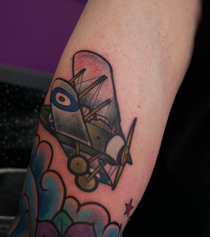 30 Pretty Biplane Tattoos You Can Copy