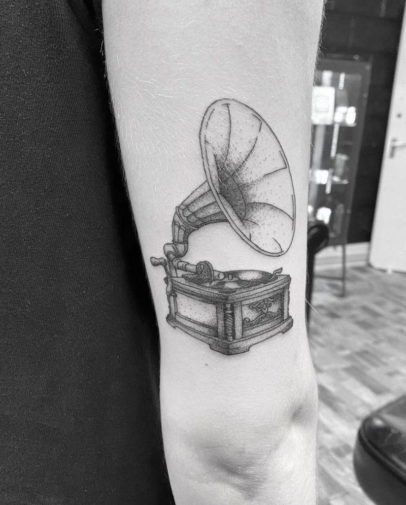 30 Creative Record Player Tattoos You Must Love