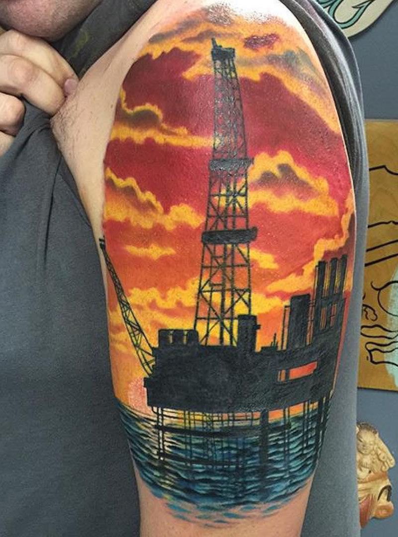 30 Pretty Oil Rig Tattoos You Can Copy