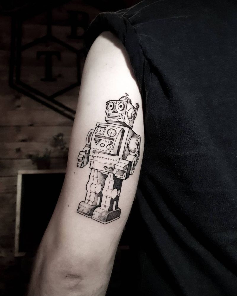 30 Pretty Robot Tattoos You Will Love