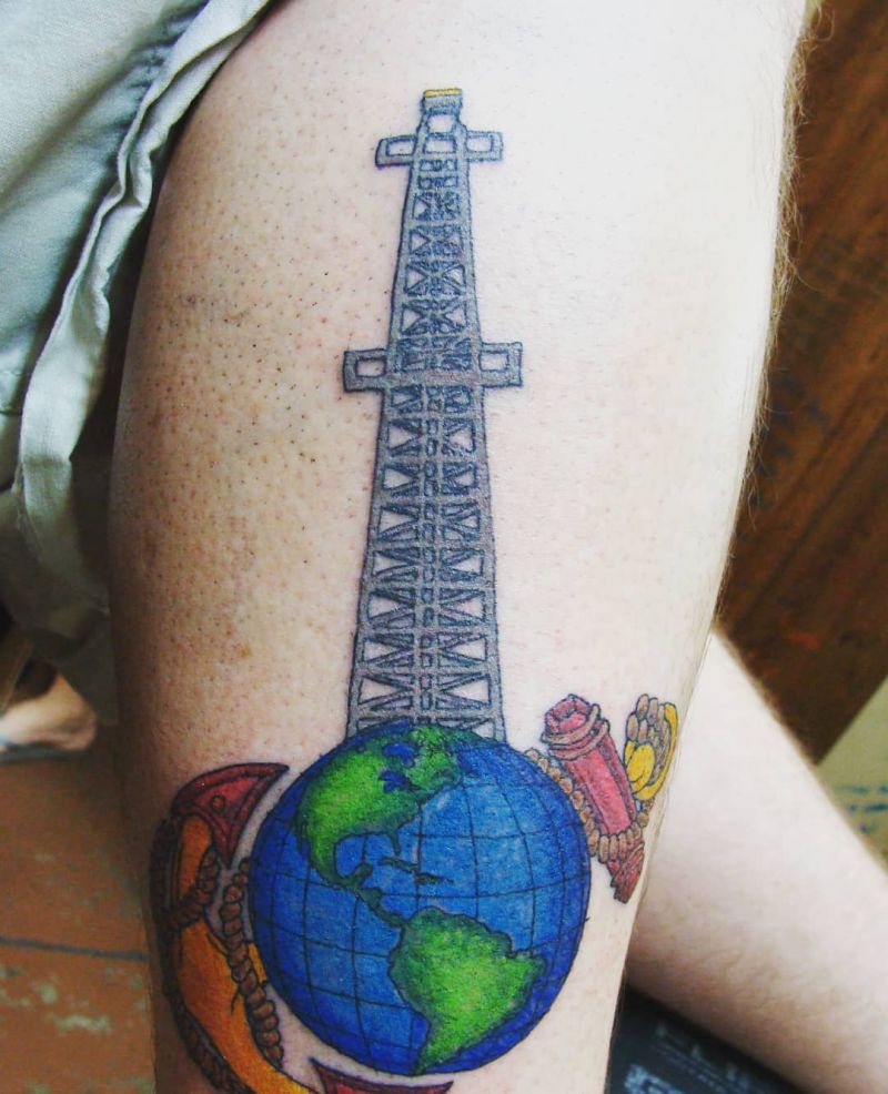 30 Pretty Oil Rig Tattoos You Can Copy