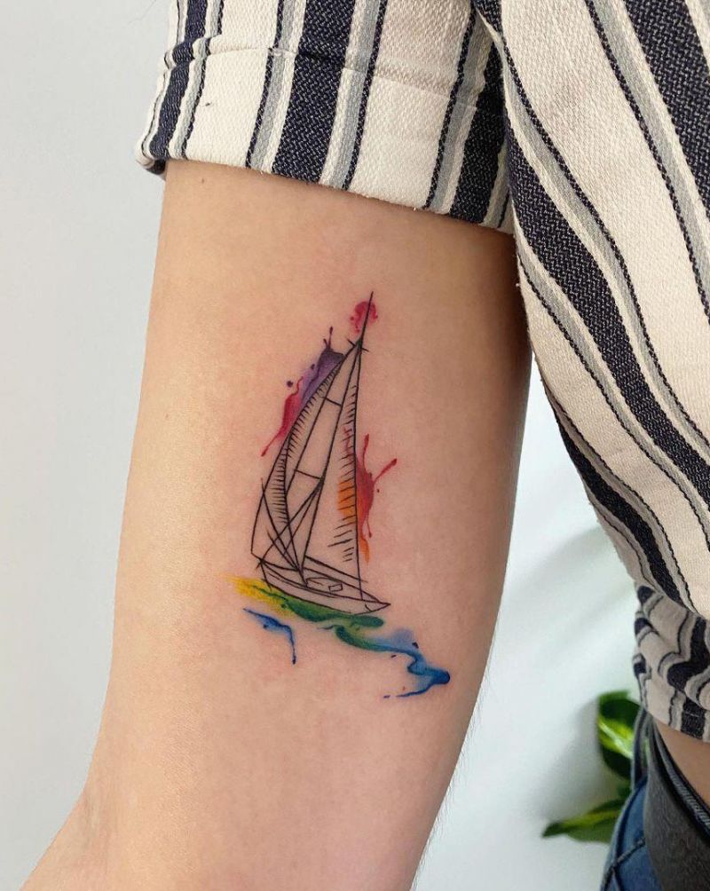 30 Pretty Sailboat Tattoos You Must Love