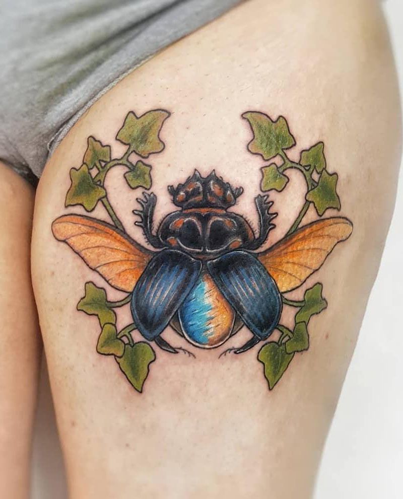 24 Pretty Dung Beetle Tattoos For Inspiration