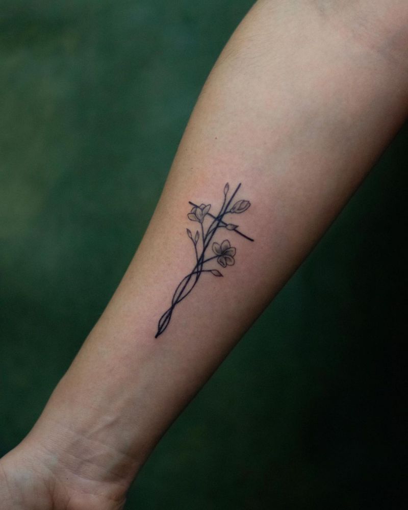 30 Pretty Cross Flower Tattoos to Inspire You