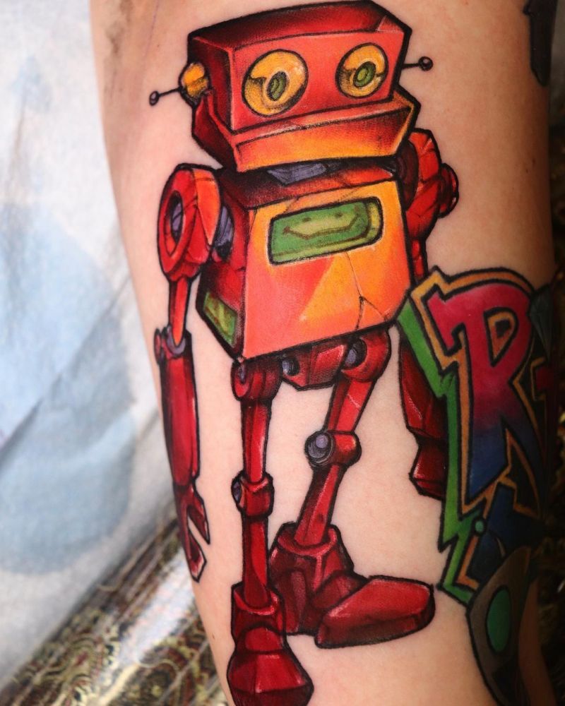 30 Pretty Robot Tattoos You Will Love