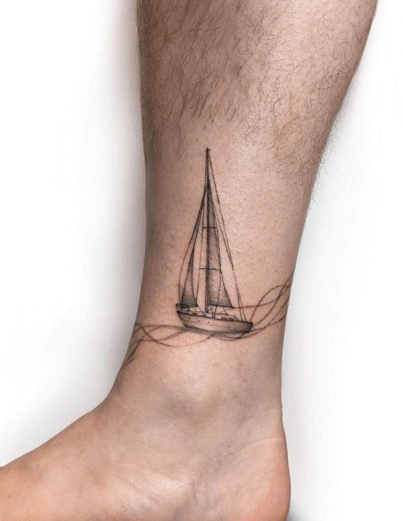 30 Pretty Sailboat Tattoos You Must Love