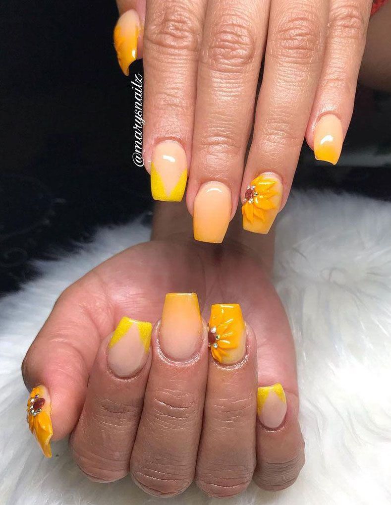 30 Trendy Yellow Ombre Nails You Must Love