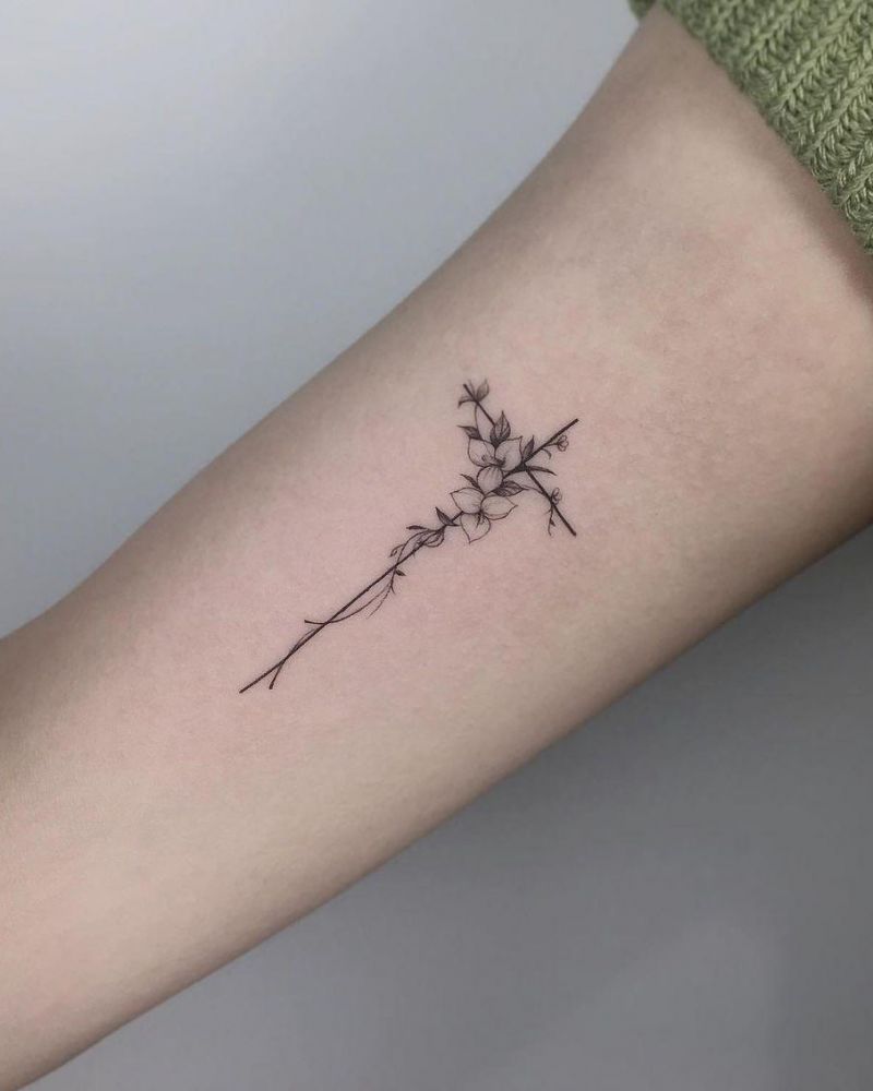 30 Pretty Cross Flower Tattoos to Inspire You