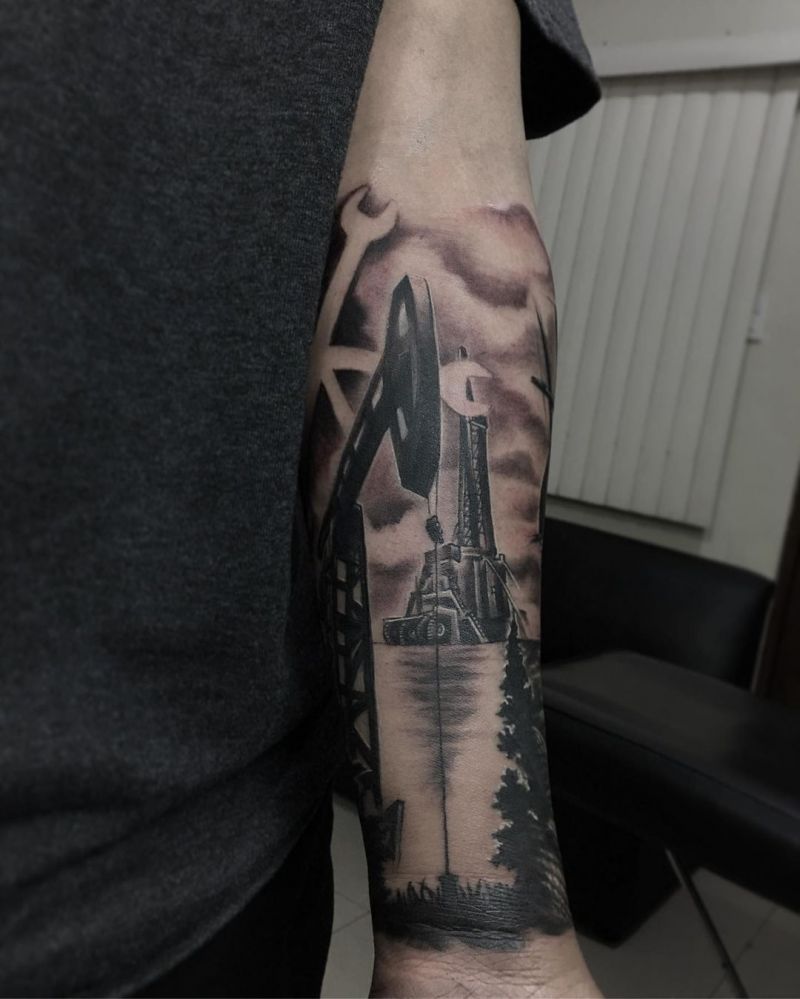 30 Pretty Oil Rig Tattoos You Can Copy