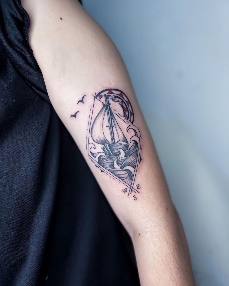 30 Pretty Sailboat Tattoos You Must Love