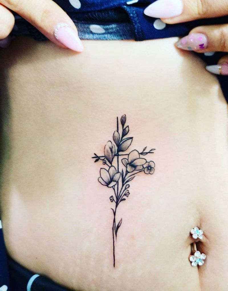 30 Pretty Cross Flower Tattoos to Inspire You