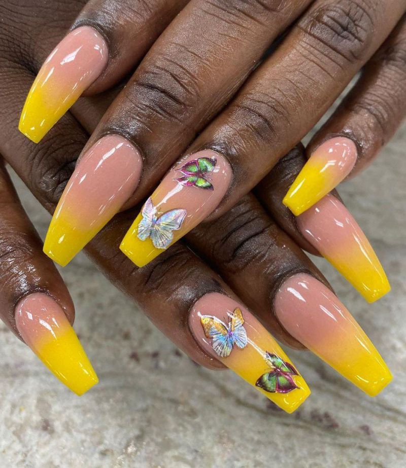 30 Trendy Yellow Ombre Nails You Must Love