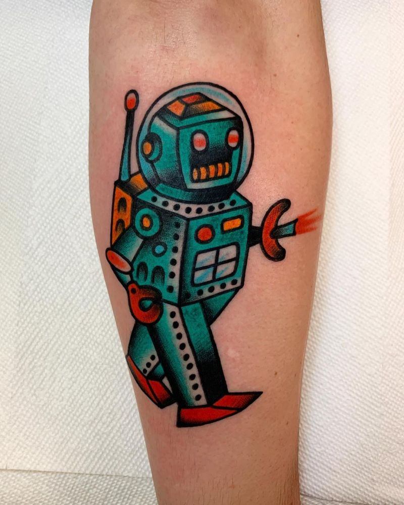 30 Pretty Robot Tattoos You Will Love