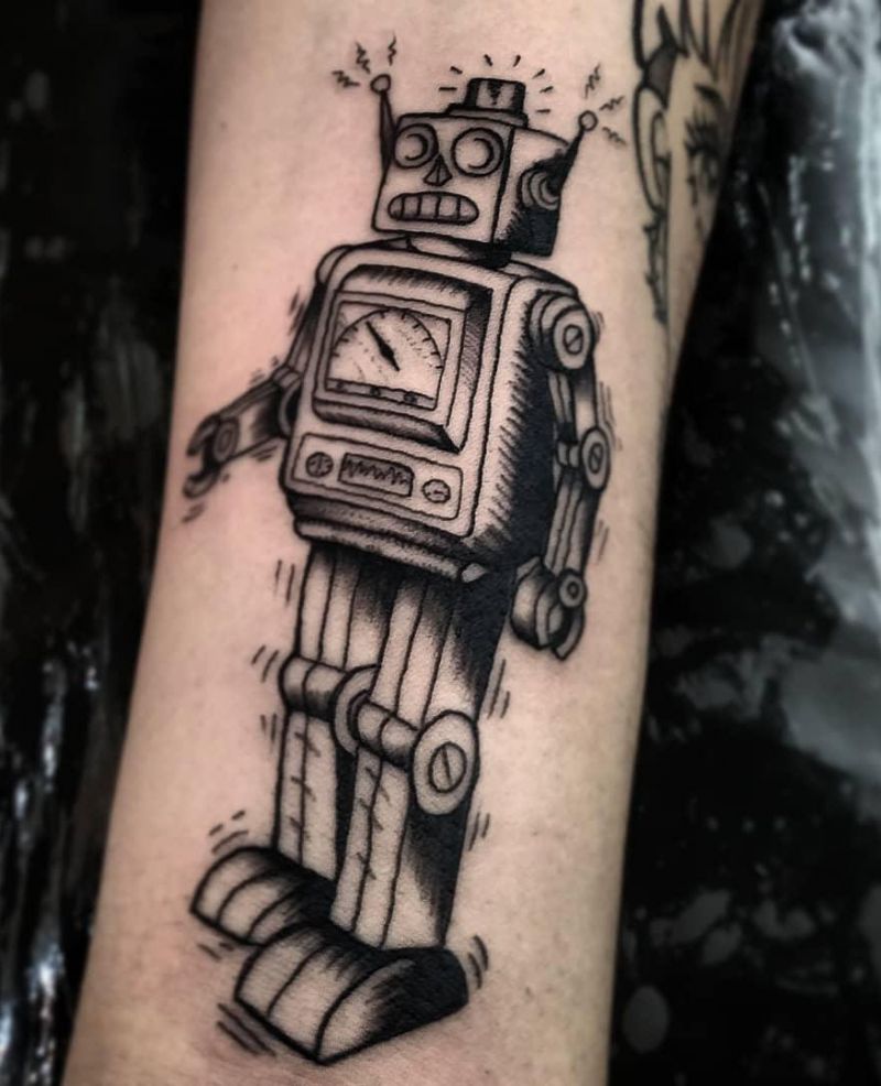 30 Pretty Robot Tattoos You Will Love