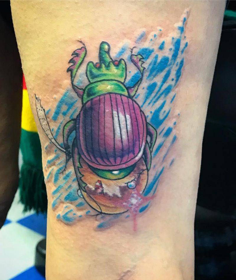 24 Pretty Dung Beetle Tattoos For Inspiration