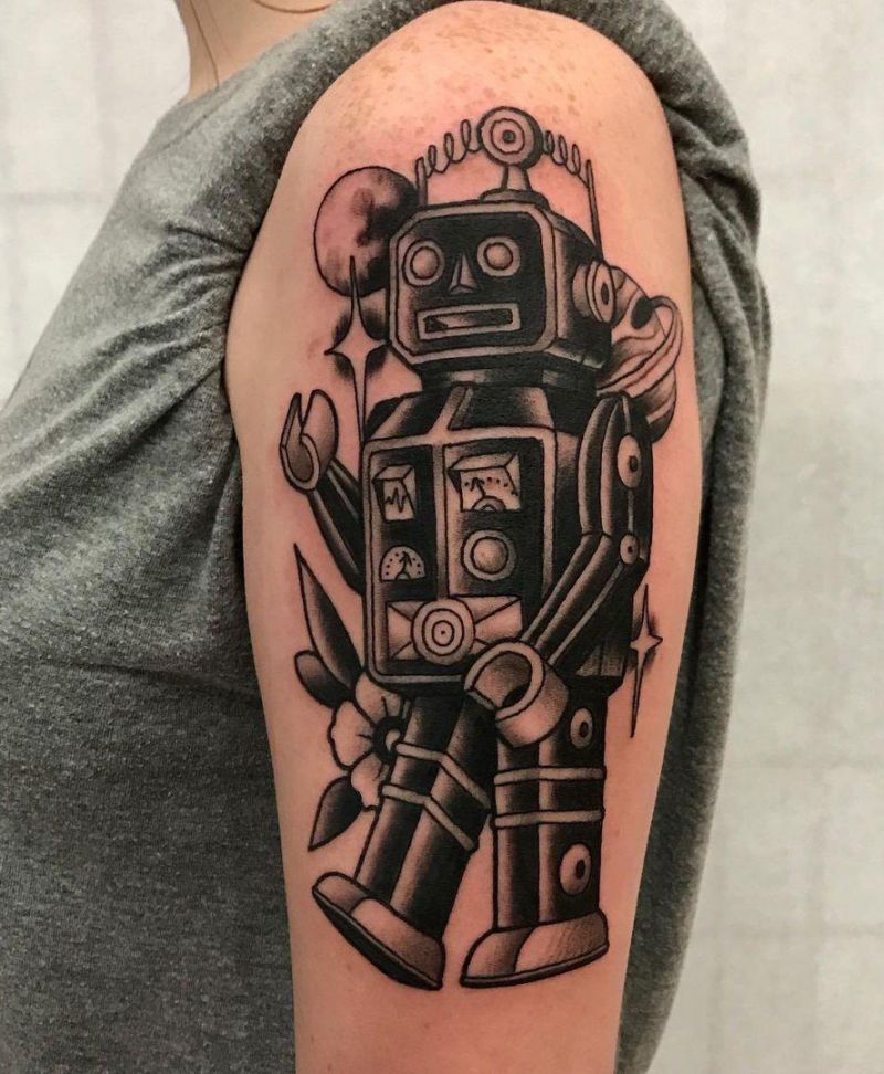 30 Pretty Robot Tattoos You Will Love