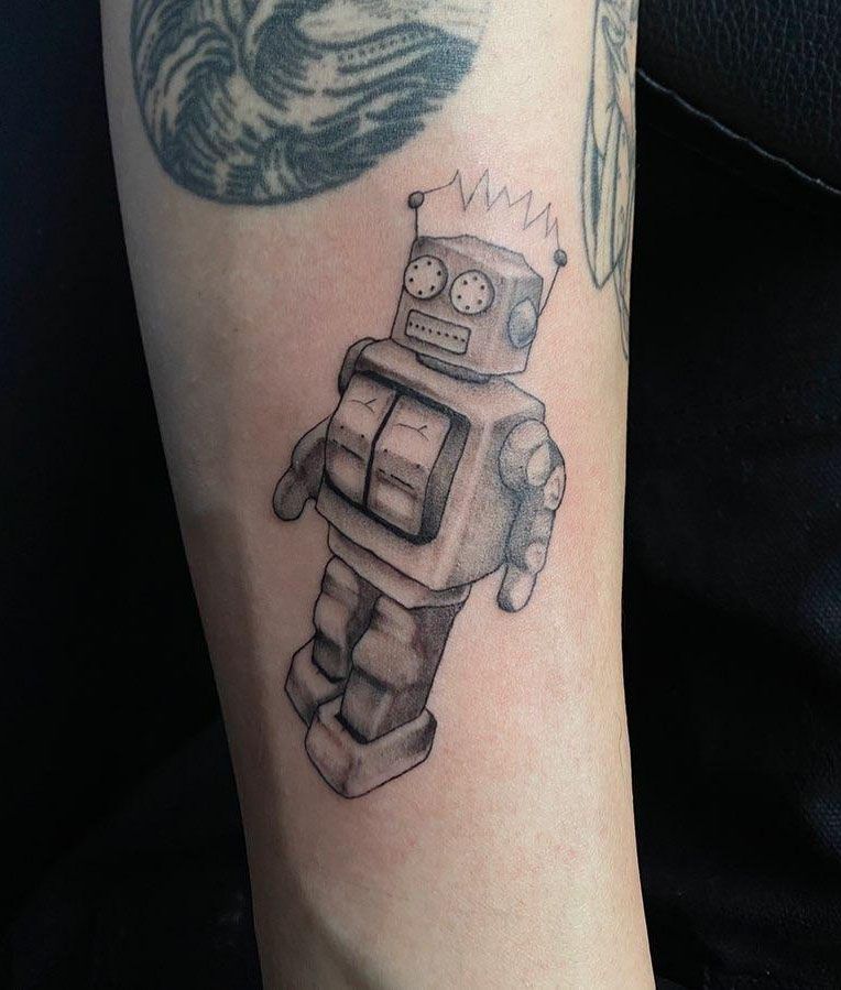 30 Pretty Robot Tattoos You Will Love