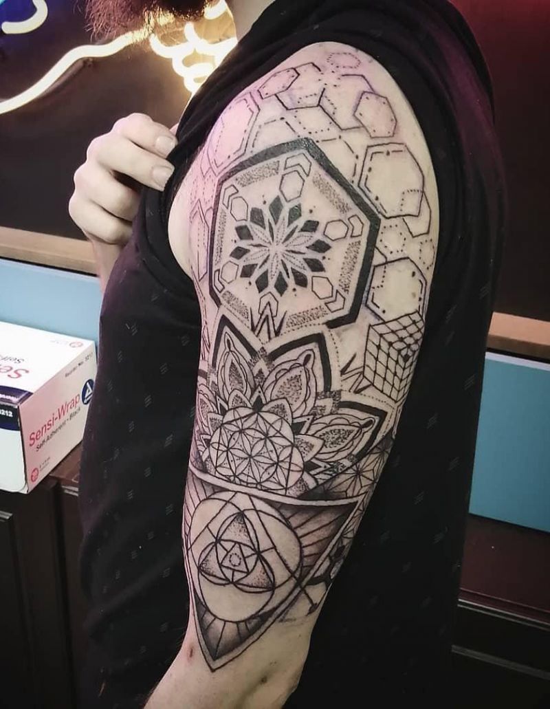 30 Great Hexagon Tattoos to Inspire You