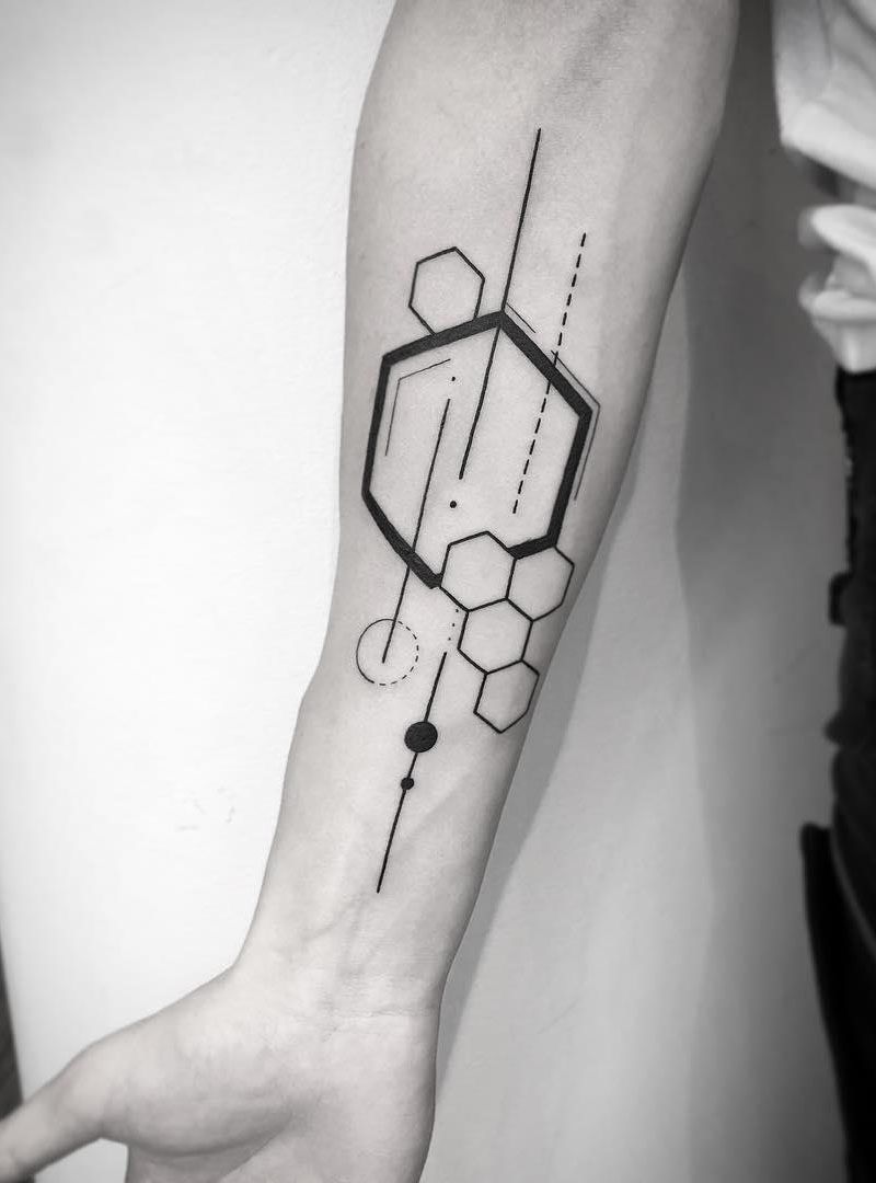 30 Great Hexagon Tattoos to Inspire You