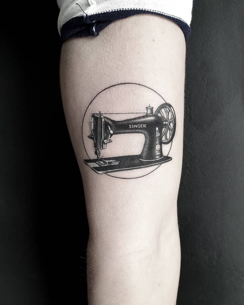 30 Pretty Sewing Machine Tattoos You Must Love