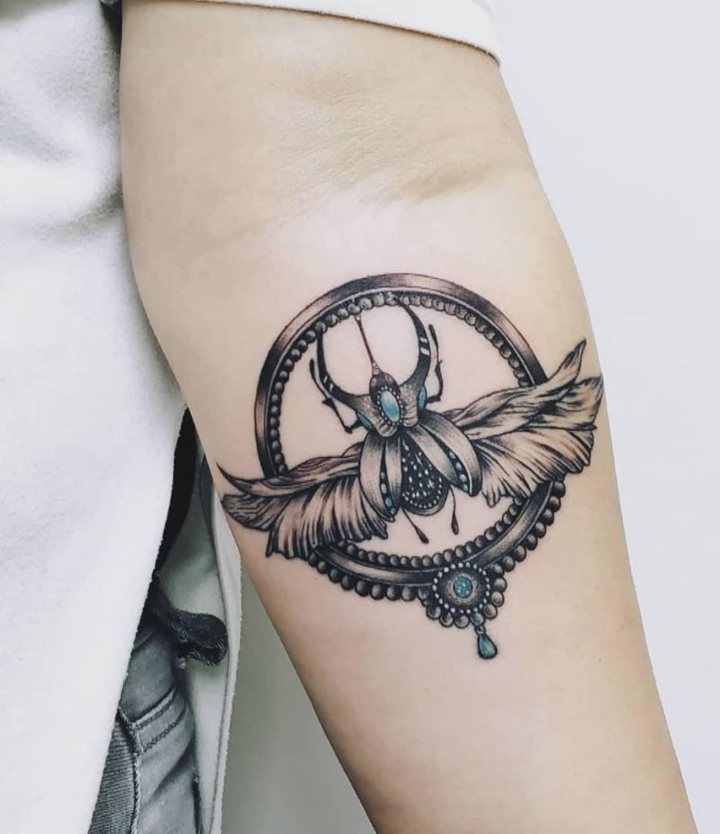 24 Pretty Dung Beetle Tattoos For Inspiration