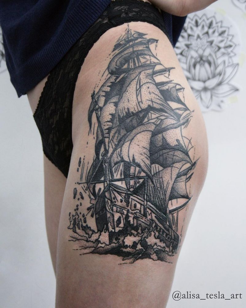 30 Pretty Sailboat Tattoos You Must Love