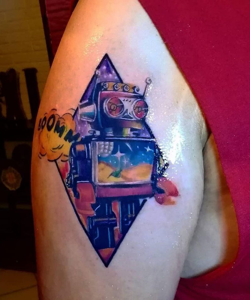 30 Pretty Robot Tattoos You Will Love