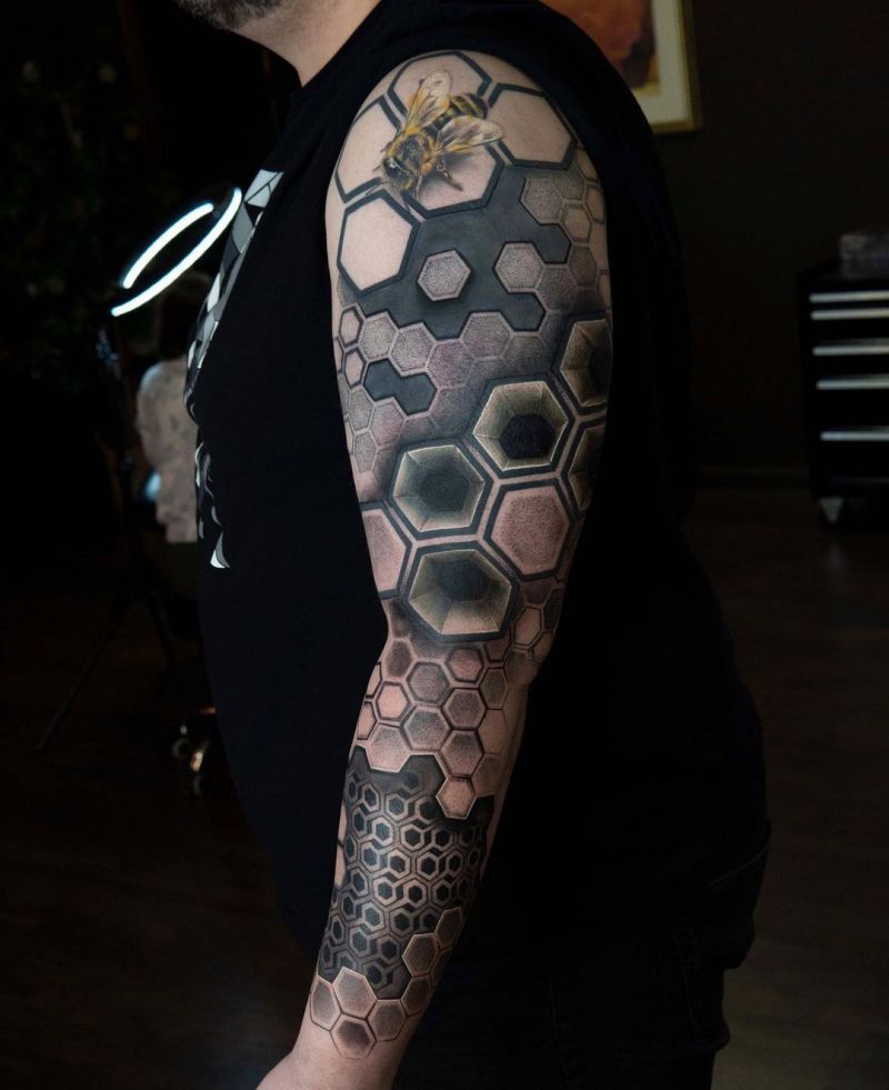 30 Great Hexagon Tattoos to Inspire You