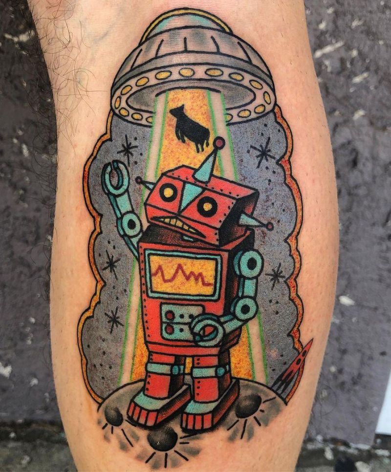 30 Pretty Robot Tattoos You Will Love