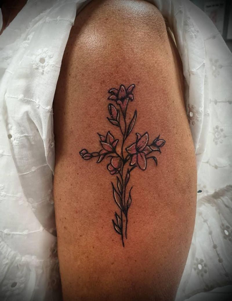 30 Pretty Cross Flower Tattoos to Inspire You