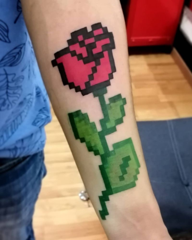 30 Pretty Pixel Tattoos You Need to Copy