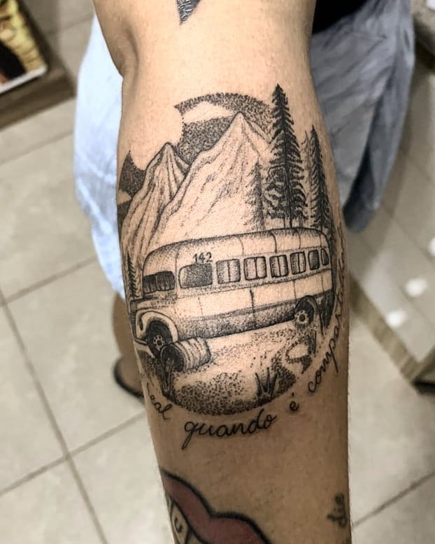 30 Pretty Bus Tattoos You Can Copy