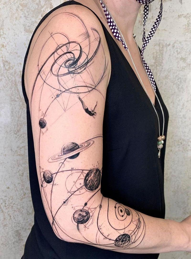 30 Pretty Solar System Tattoos You Must Love